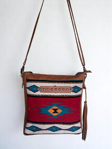Crossbody Bag with Genuine Leather Trim and Strap