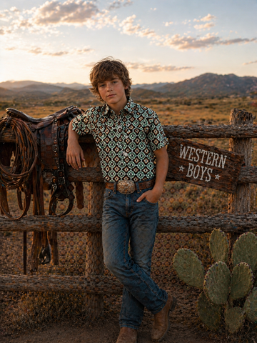 Boys western polo T-shirts - with snaps Premium Fabric with Stretch. ATWB-POLO-11