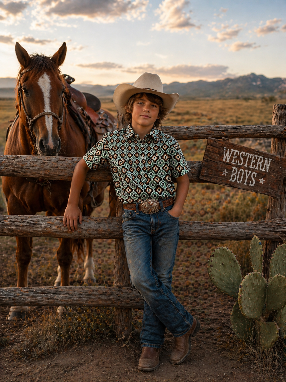 Boys western polo T-shirts - with snaps Premium Fabric with Stretch. ATWB-POLO-11