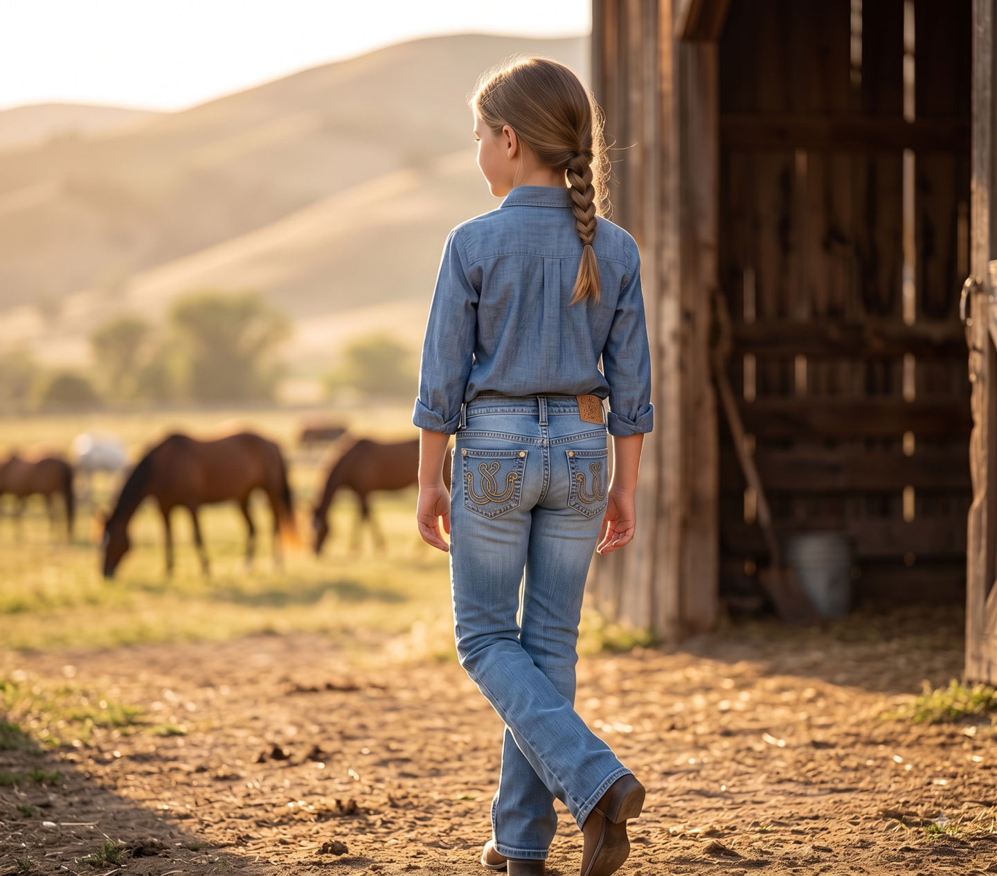 Girls' Western Basic Jeans – Light Wash | Style ATWGJ-2
