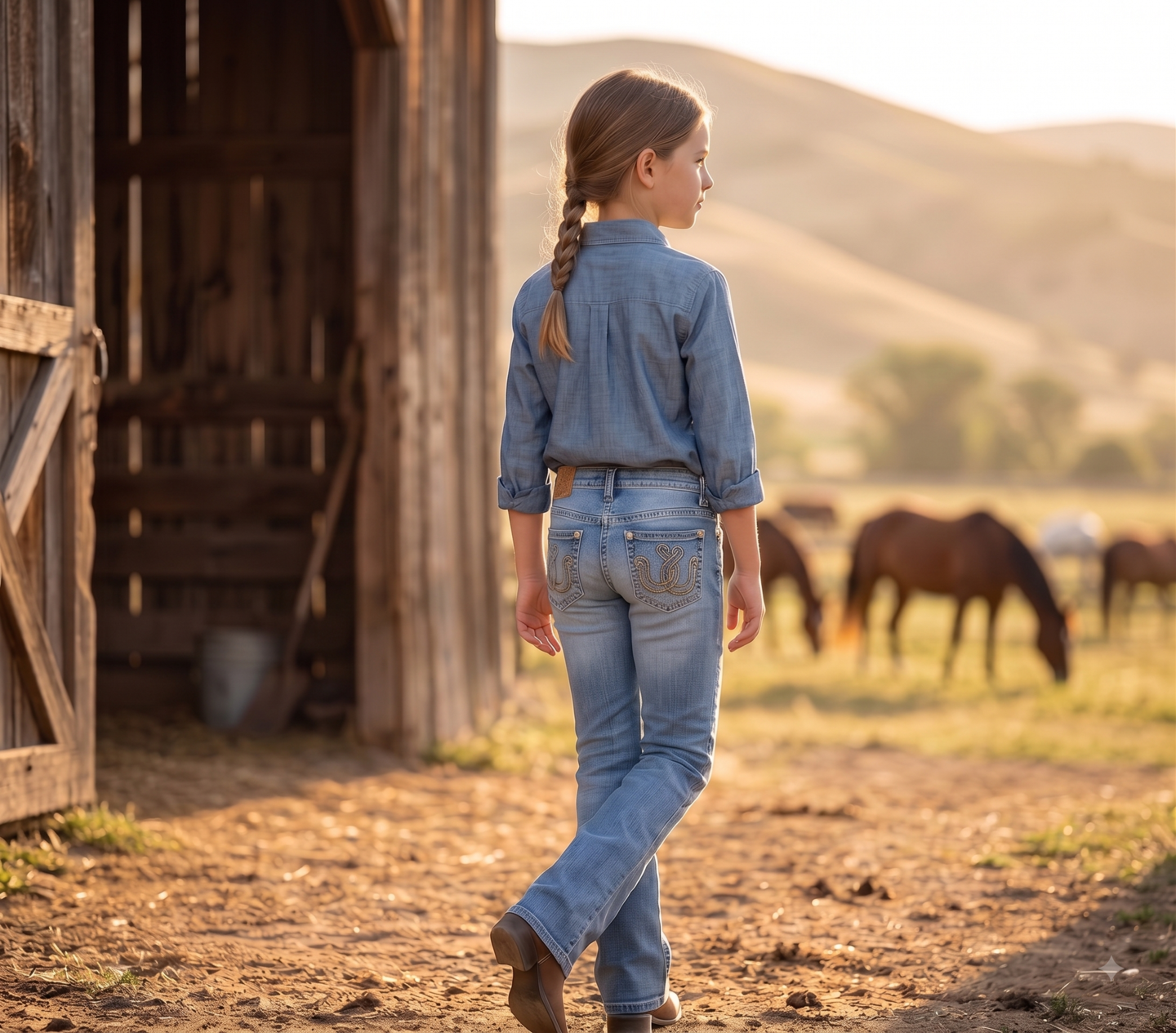 Girls' Western Basic Jeans – Light Wash | Style ATWGJ-2