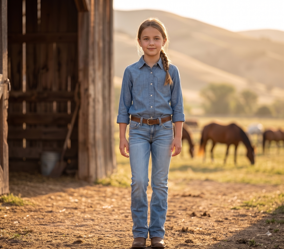 Girls' Western Basic Jeans – Light Wash | Style ATWGJ-2