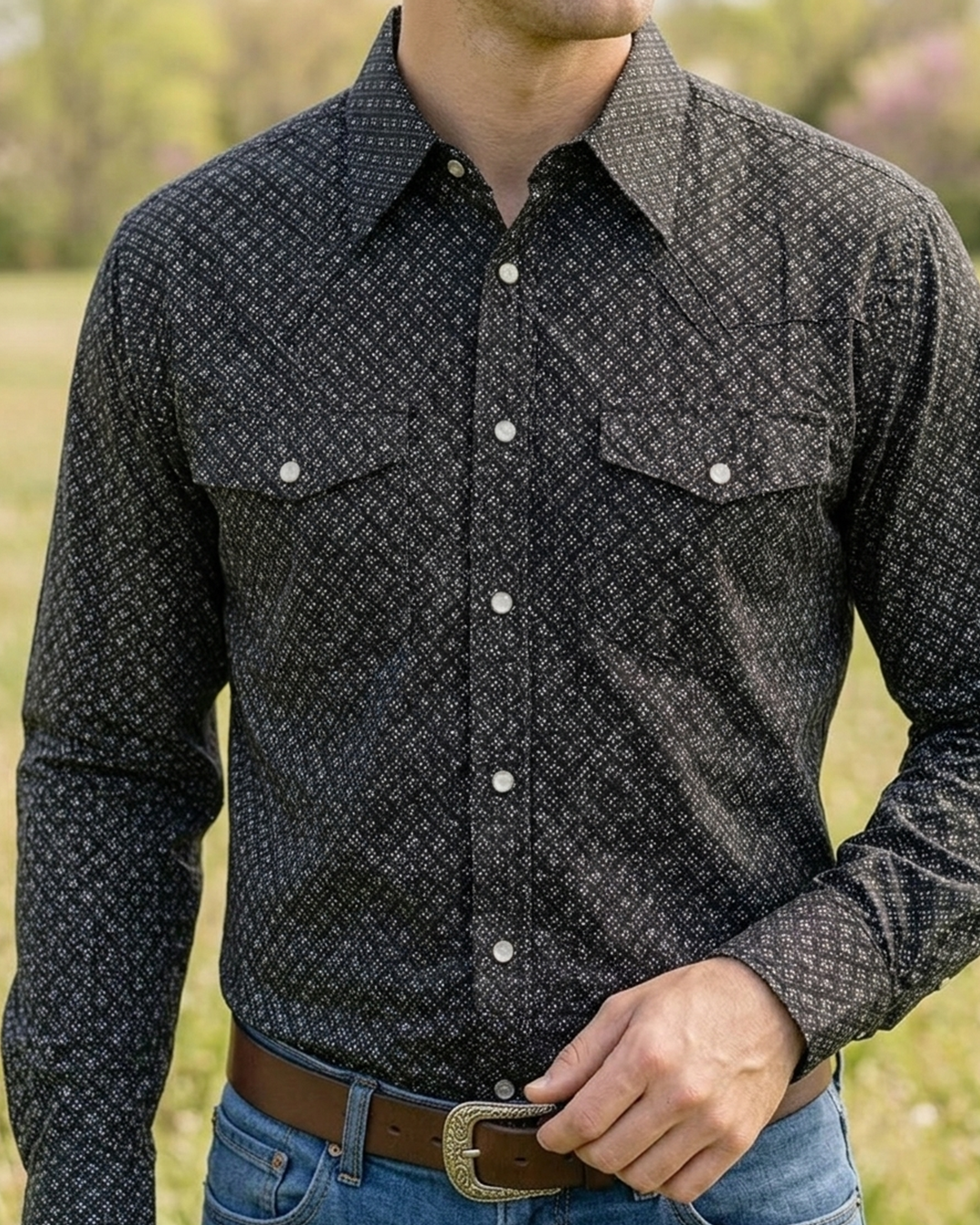 Mens Premium Cotton Western Snaps Long Sleeves Shirts.ML-2607