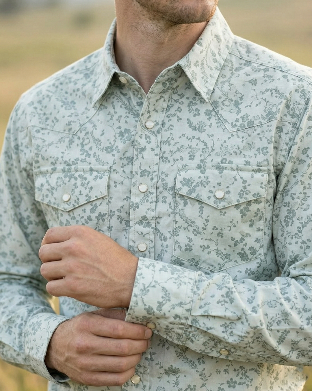 Men's Premium Cotton Western Snaps Long Sleeves Shirts with Stretch.ML-2611