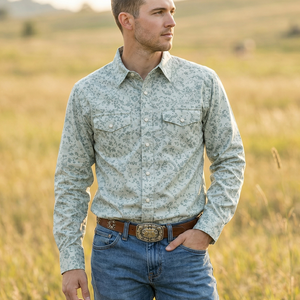 Men's Premium Cotton Western Snaps Long Sleeves Shirts with Stretch.ML-2611