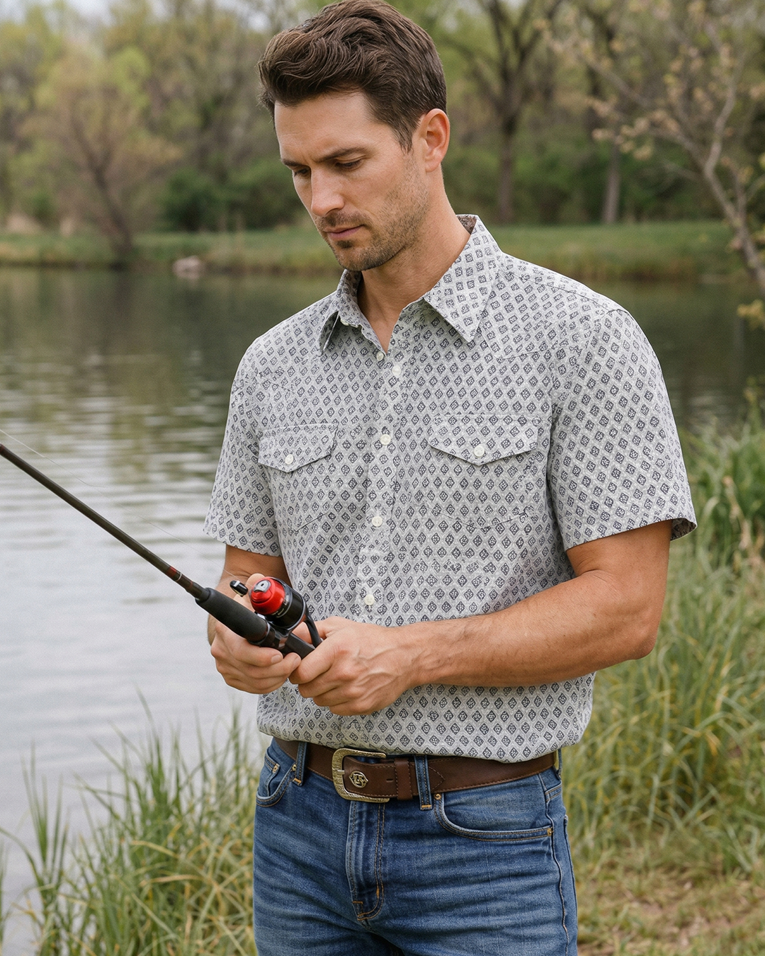 Men's Western Fishing shirts with Snaps.MCAV-61