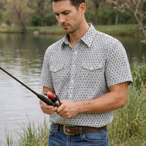 Men's Western Fishing shirts with Snaps.MCAV-61