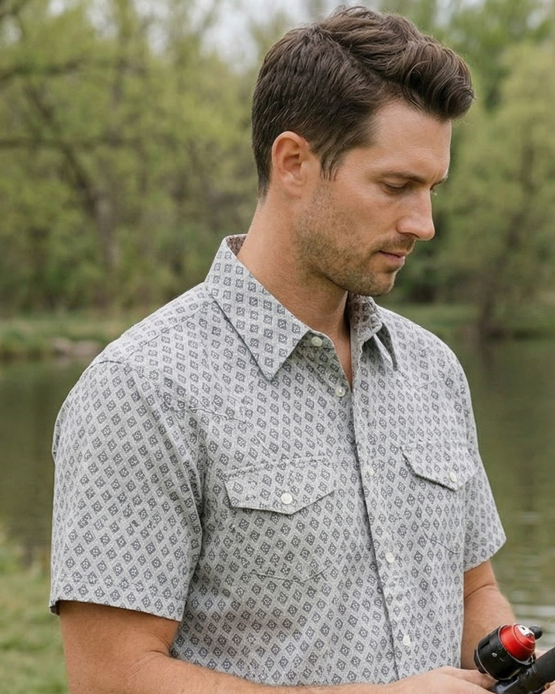 Men's Western Fishing shirts with Snaps.MCAV-61