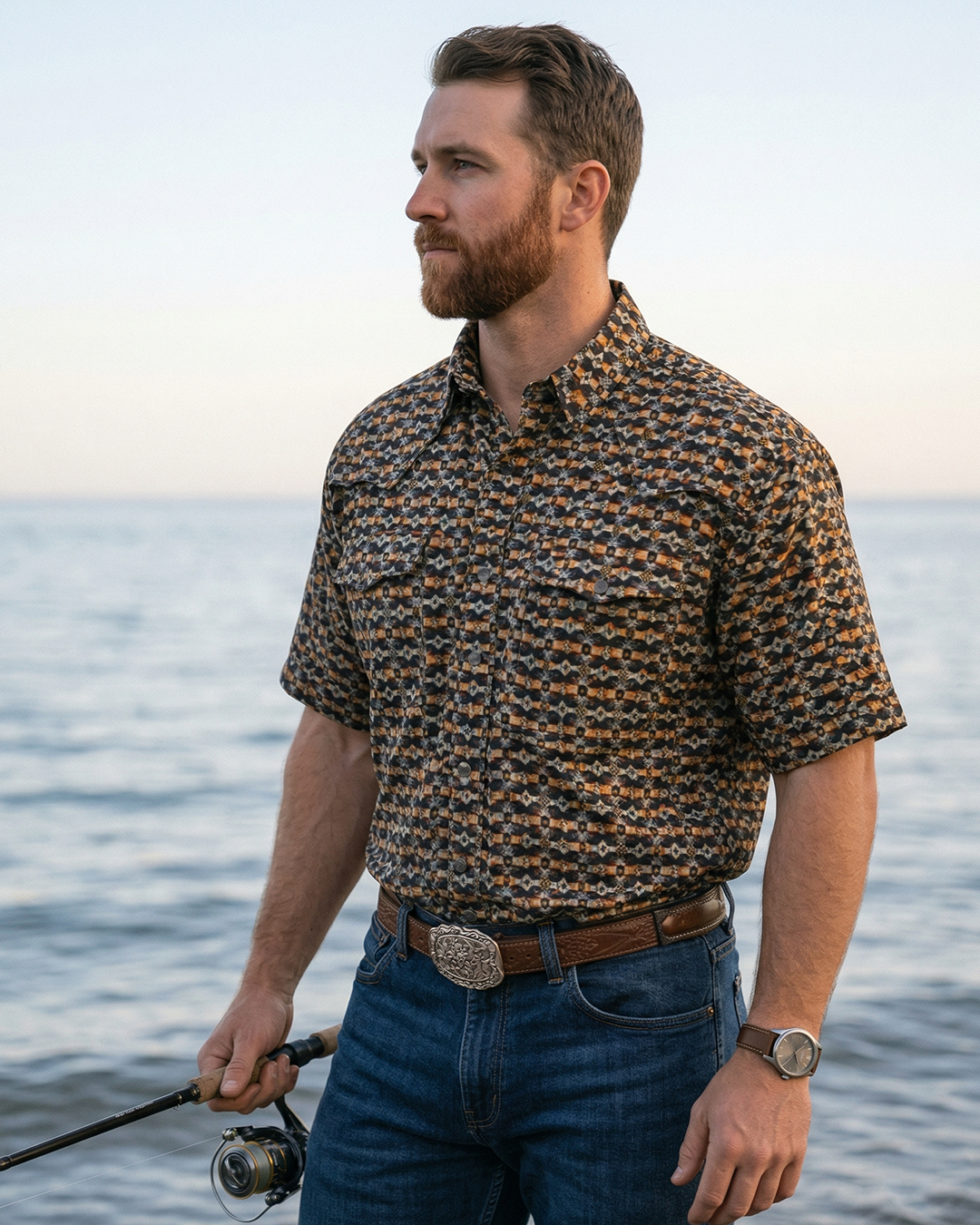 Mens Western Fishing shirts with Snaps.M-F-4