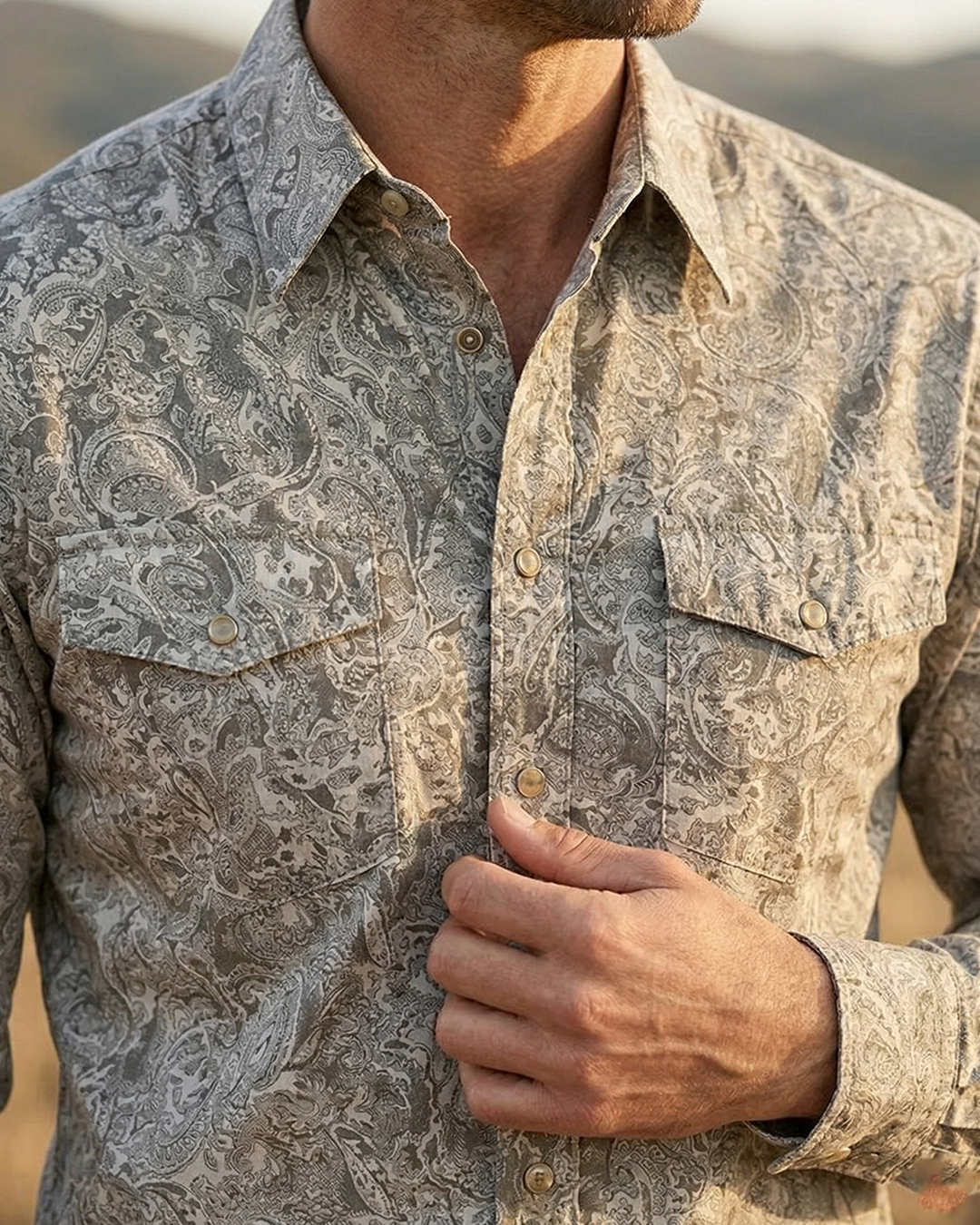 Men's Premium Cotton Western Snaps Long Sleeves Shirts with Stretch.ML-2613