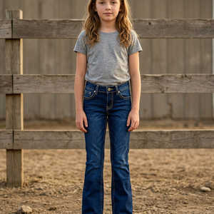 Girls' Western Basic Jeans – Dark Wash | Style ATWGJ-6