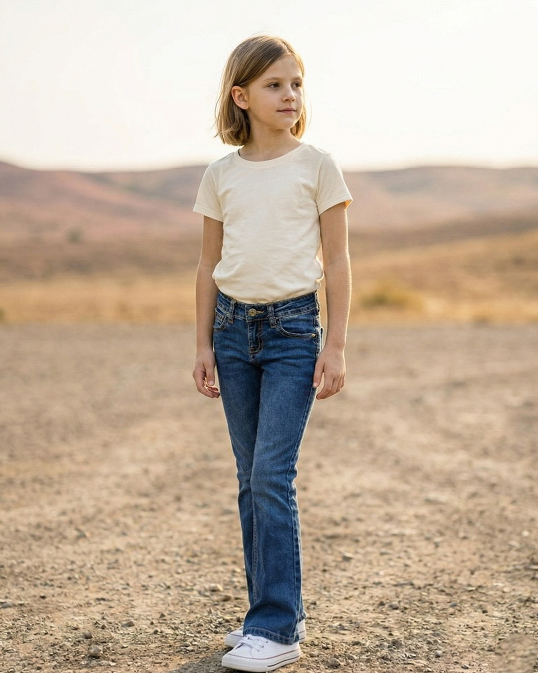 Girls Western Basic Jeans with LIGHT WASH.ATWGJ-2