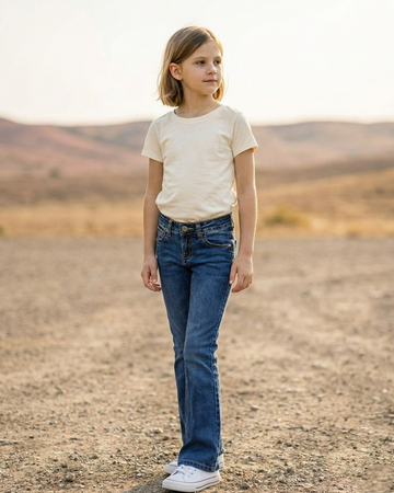 Girls Western Basic Jeans with LIGHT WASH.ATWGJ-2