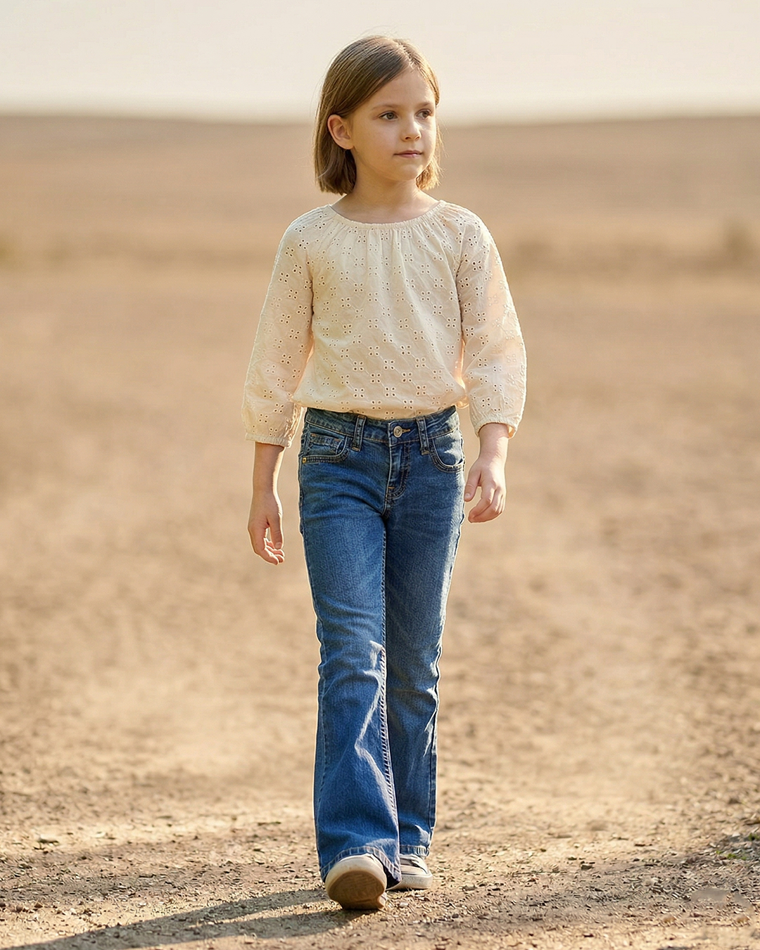 Girls Western Basic Jeans with LIGHT WASH.ATWGJ-2
