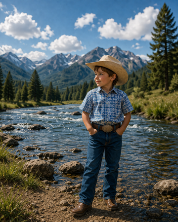 Boys Western Knit Polo with Snaps.B-POLO-201