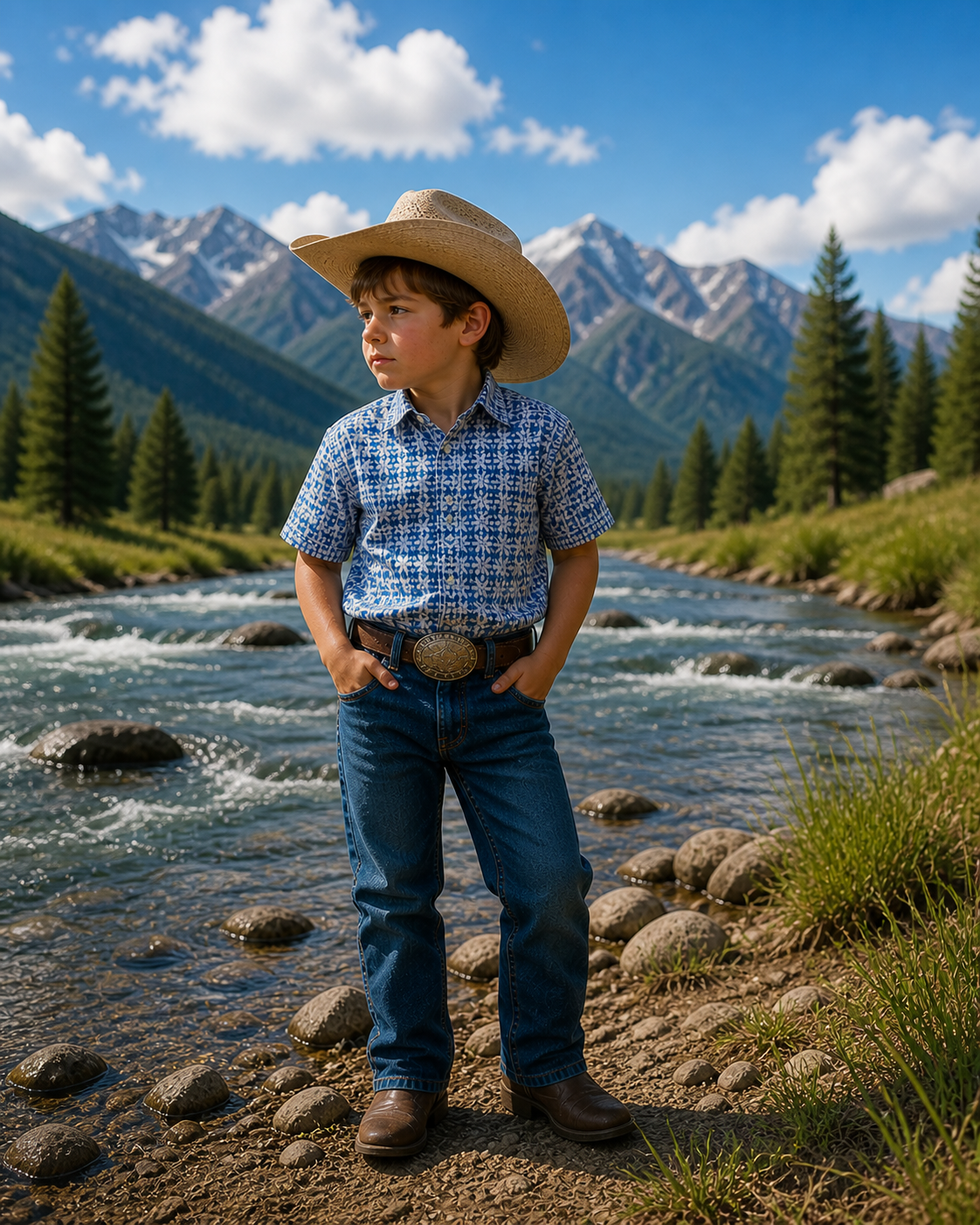 Boys Western Knit Polo with Snaps.B-POLO-201