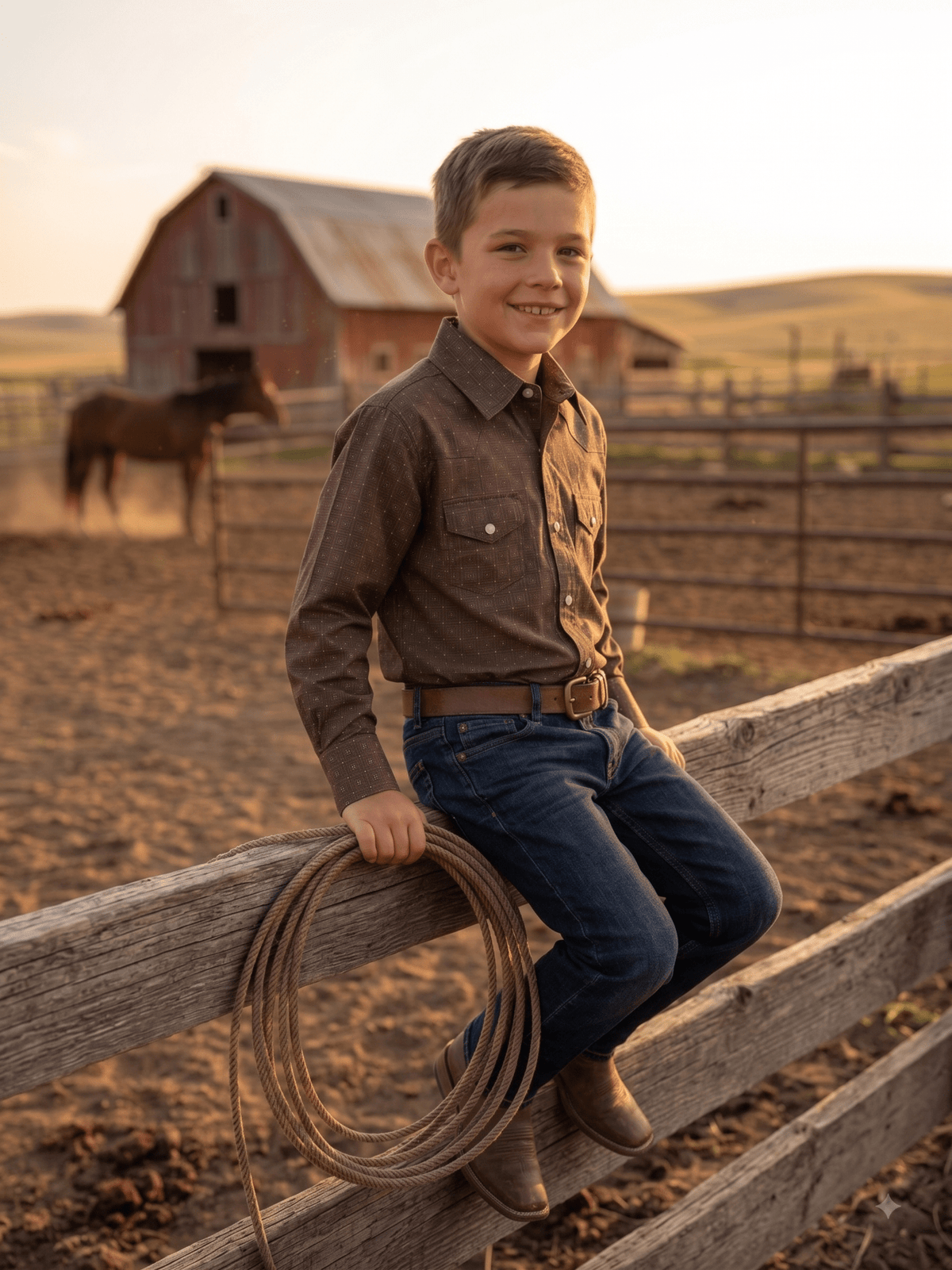 Boys' Western Snap Shirt with Stretch | Style BF-3034