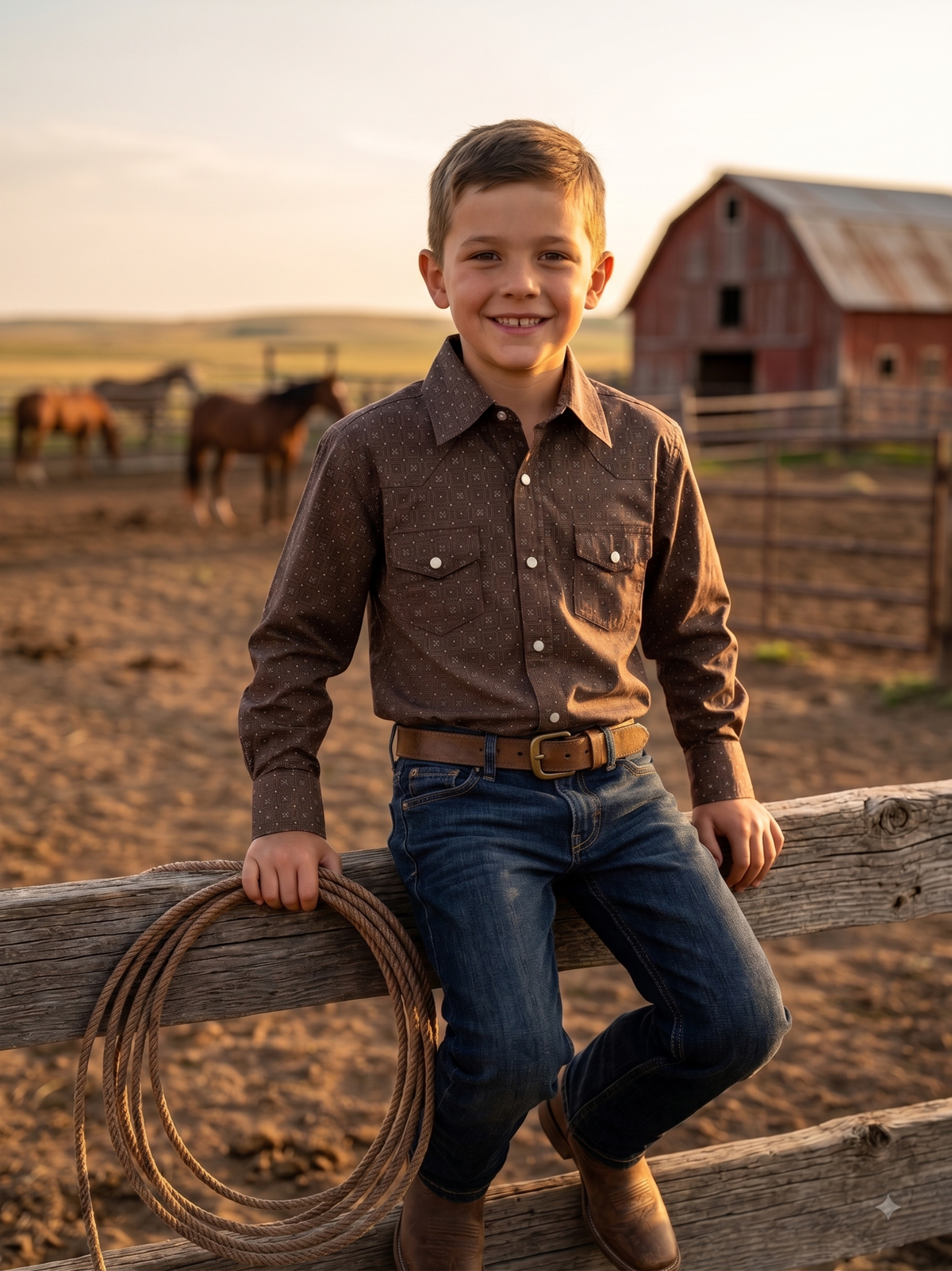 Boys' Western Snap Shirt with Stretch | Style BF-3034