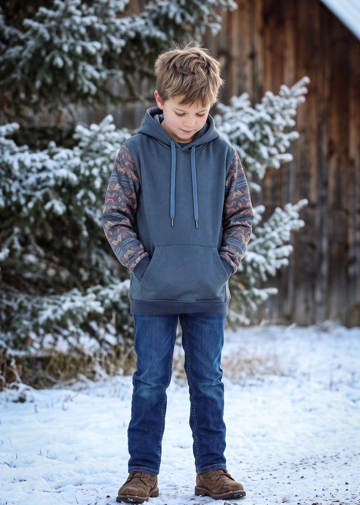 Boys' Western Print Hoodie | Style BH-26010