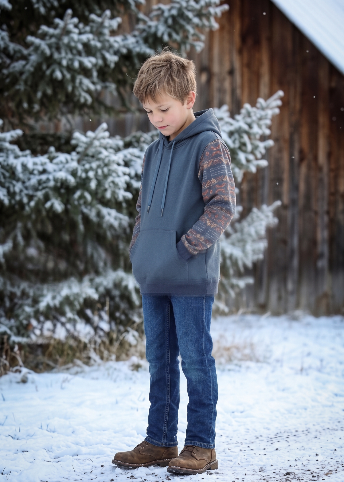 Boys' Western Print Hoodie | Style BH-26010
