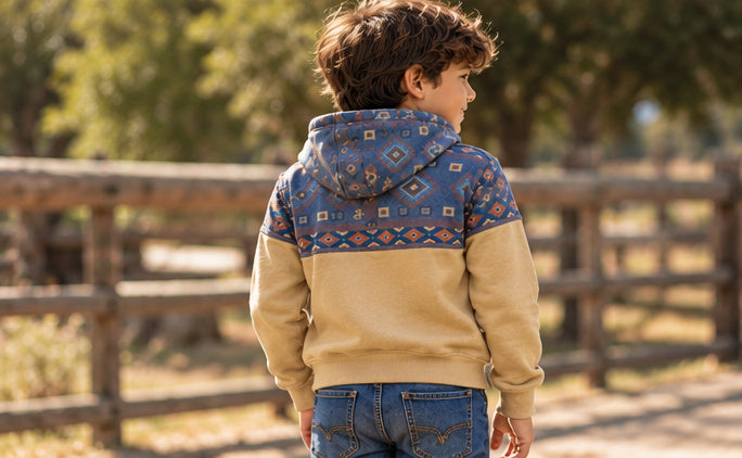 Boys Two-Tone Aztec Fleece Hoodie | BH-261303