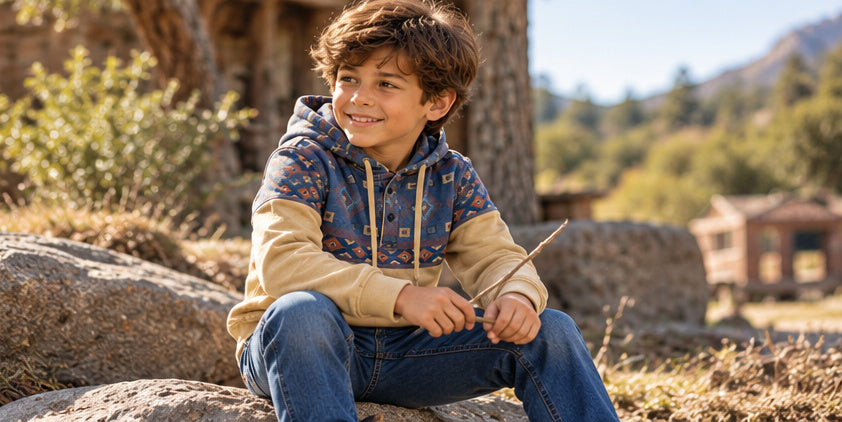 Boys Two-Tone Aztec Fleece Hoodie | BH-261303