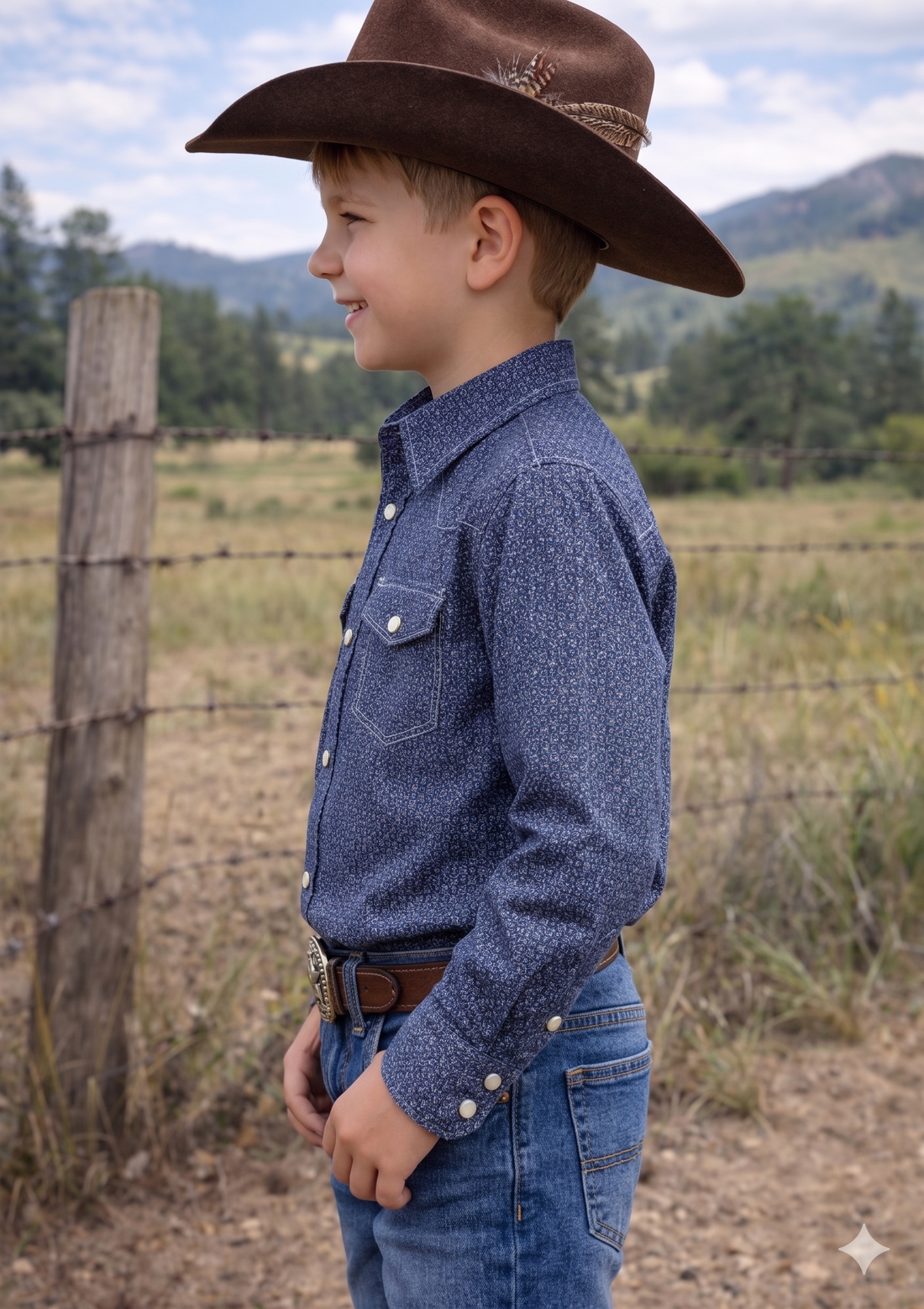 Boys Premium Cotton Western Snaps Long Sleeves Shirts with Stretch.BL-2602
