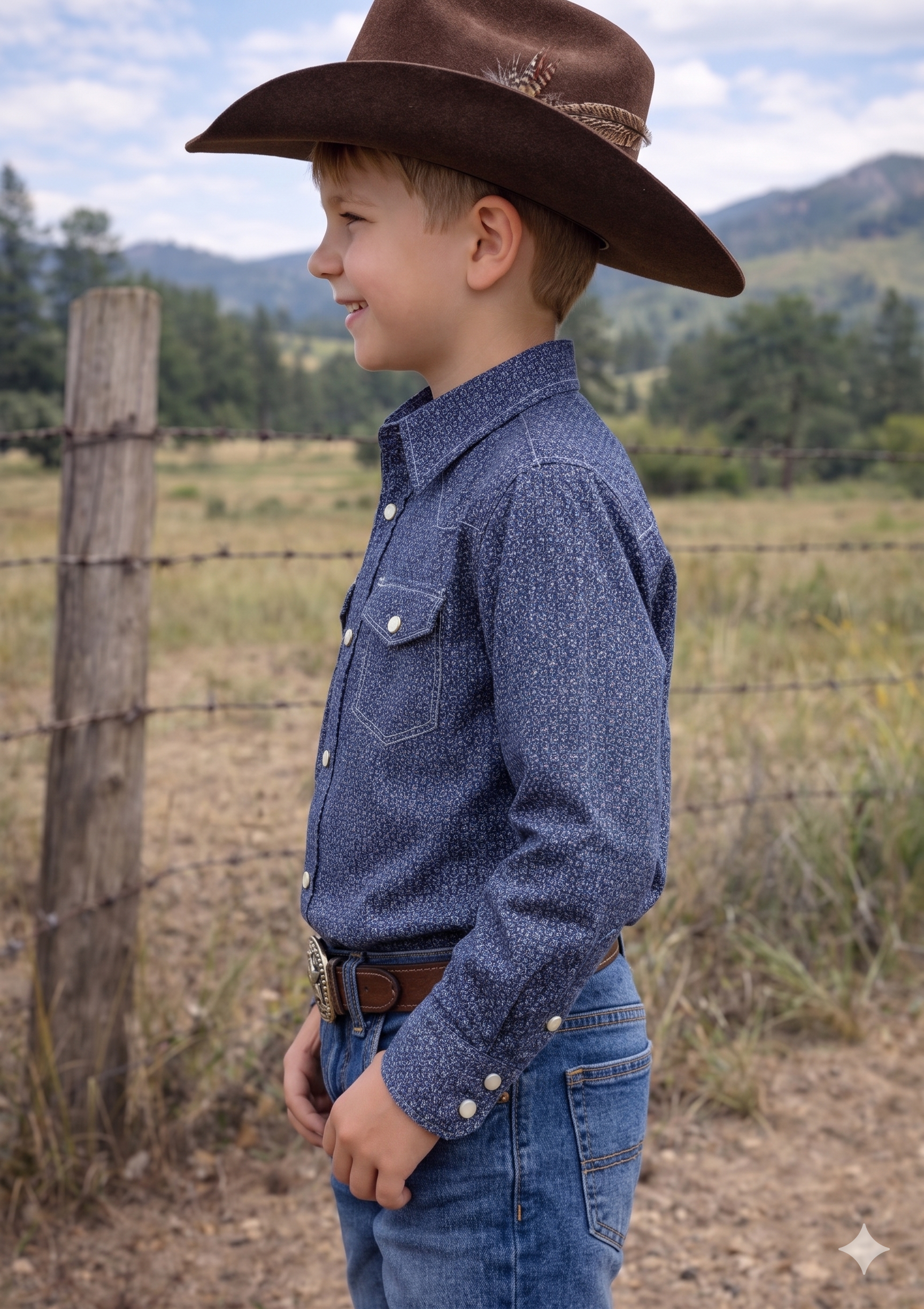Boys Premium Cotton Western Snaps Long Sleeves Shirts with Stretch.BL-2602