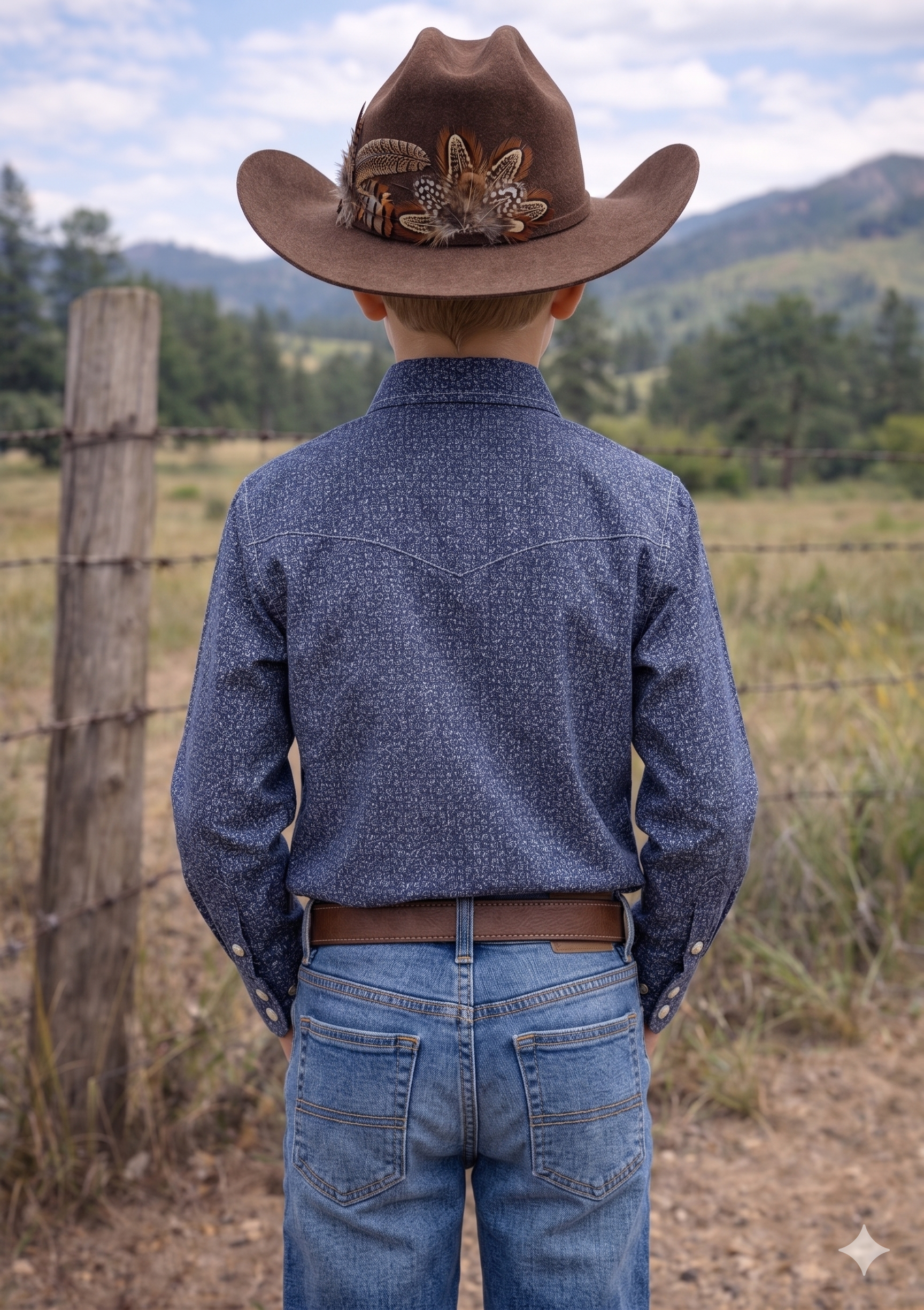 Boys Premium Cotton Western Snaps Long Sleeves Shirts with Stretch.BL-2602
