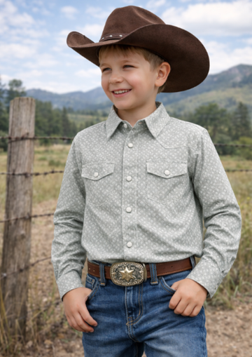 Boys Premium Cotton Western Snaps Long Sleeves Shirts with Stretch.BL-2604