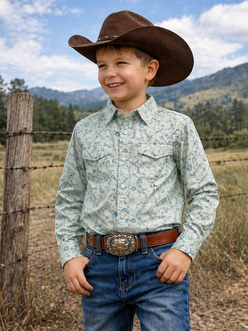 Boys Premium Cotton Western Snaps Long Sleeves Shirts.BL-2605