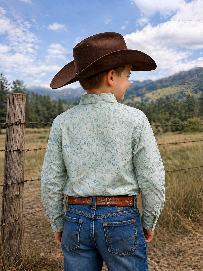 Boys Premium Cotton Western Snaps Long Sleeves Shirts.BL-2605