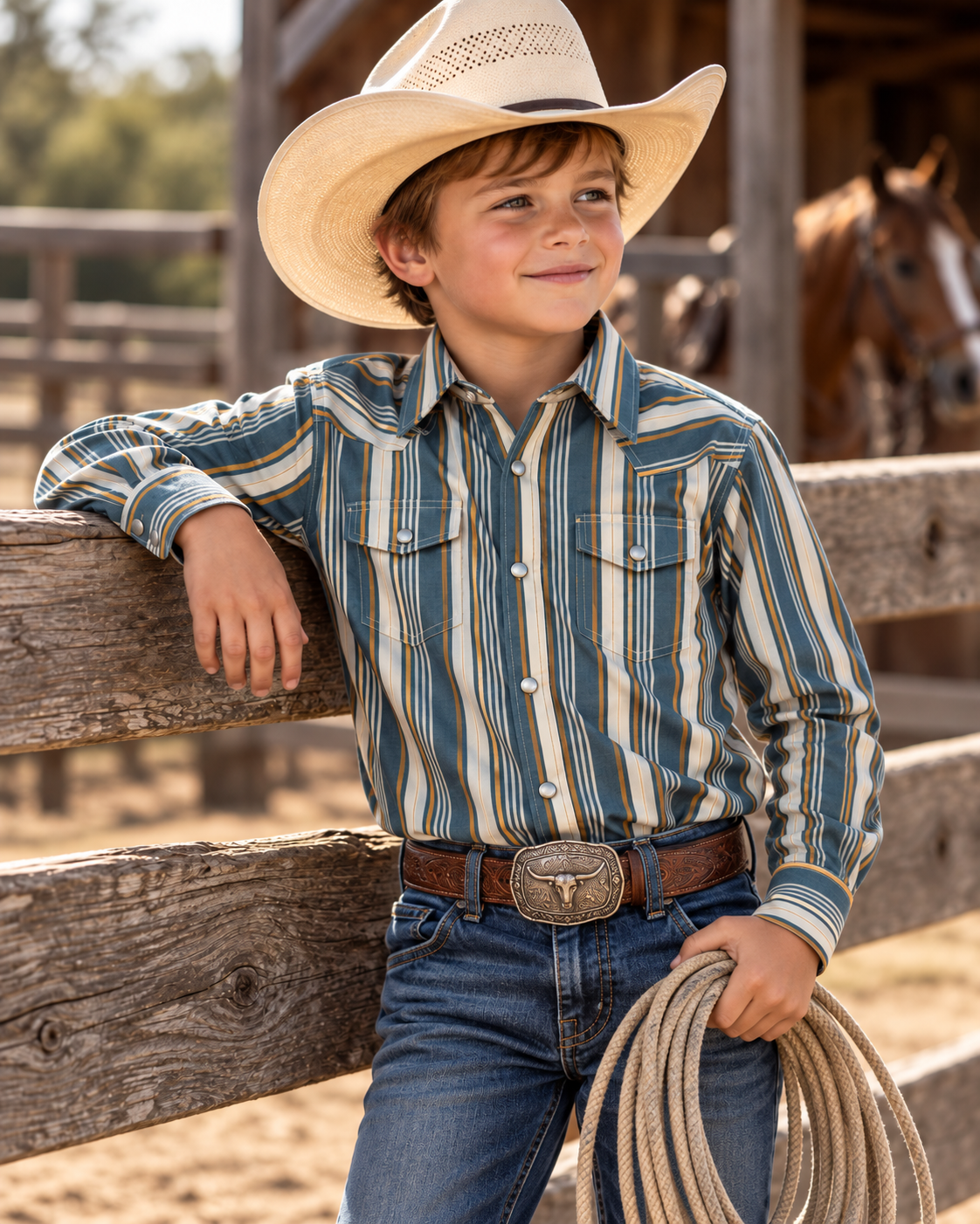 Boys’ Striped Woven Long Sleeve Shirt | BLS-3038