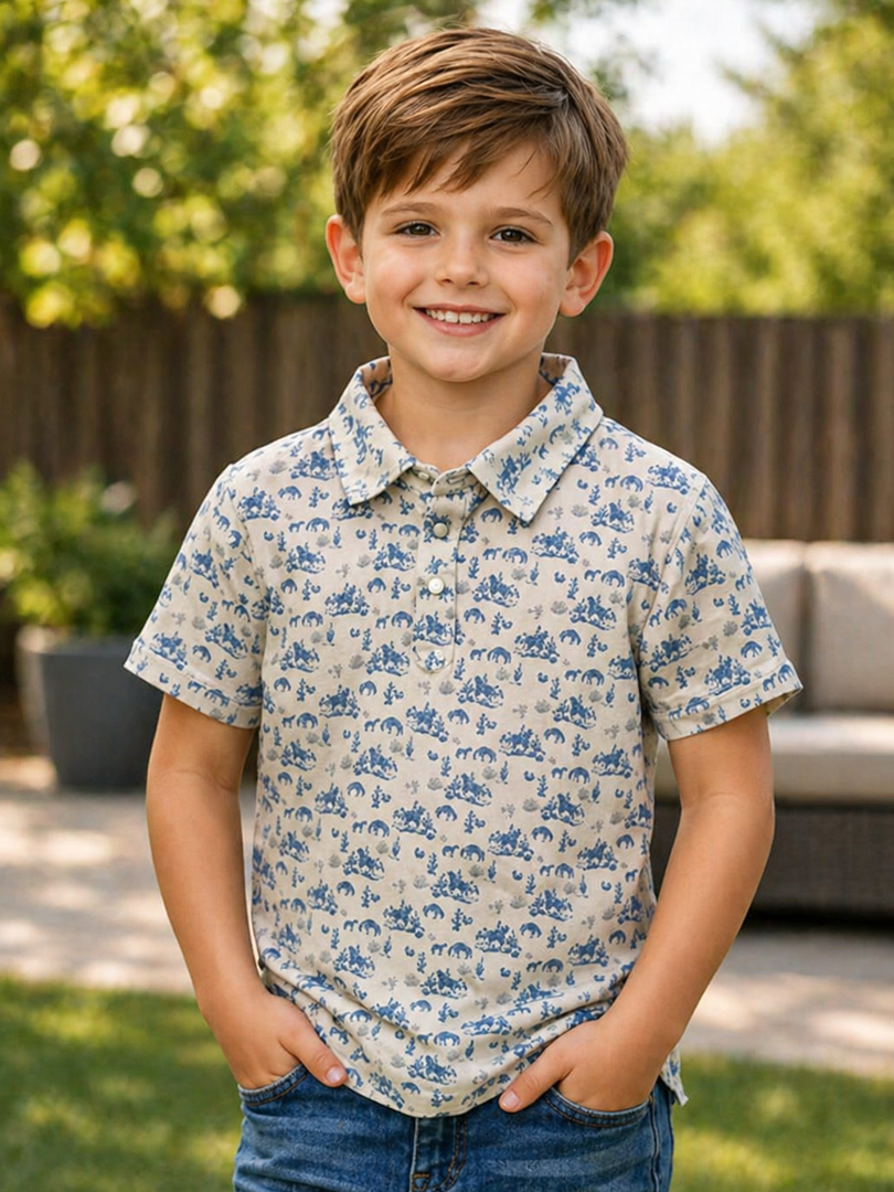 Boys Western Knit Polo with Snaps.BP-207