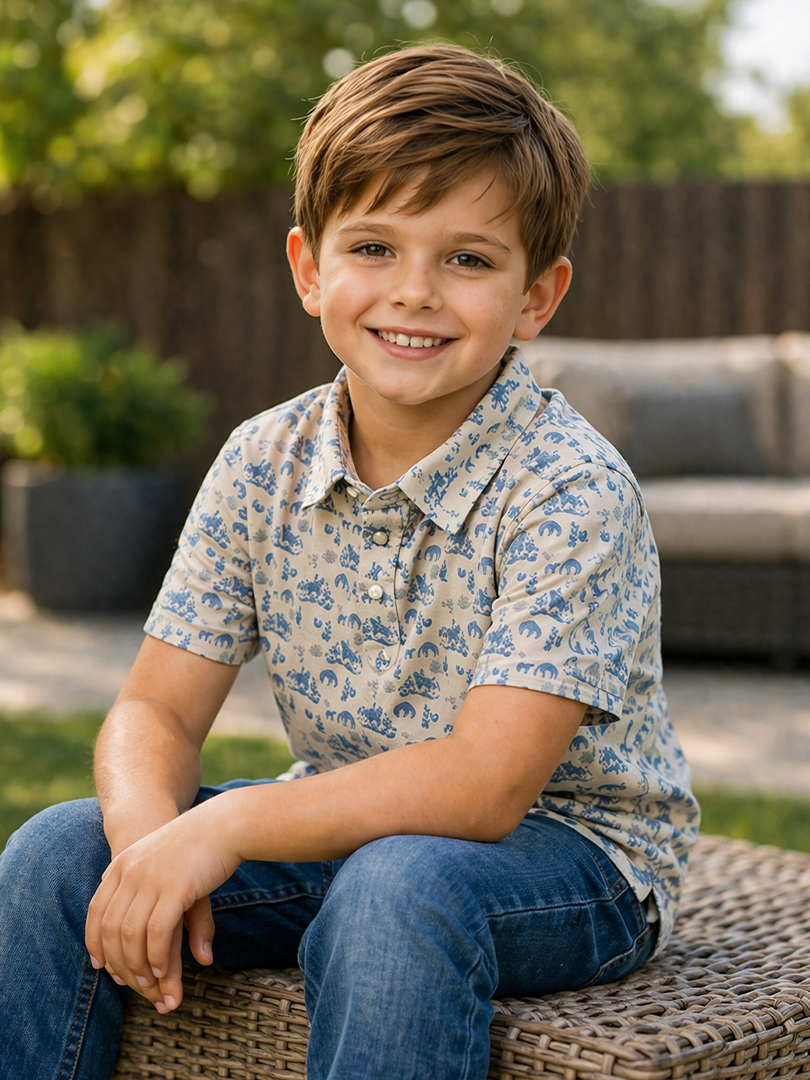 Boys Western Knit Polo with Snaps.BP-207
