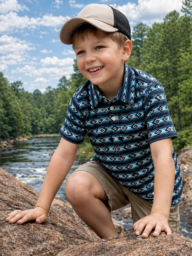 Boys Western Knit Polo with Snaps.BP-209