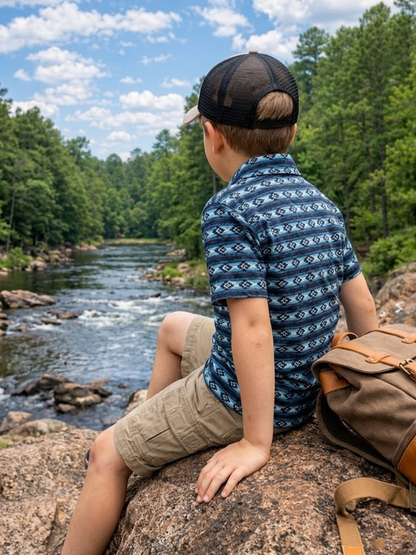 Boys Western Knit Polo with Snaps.BP-209
