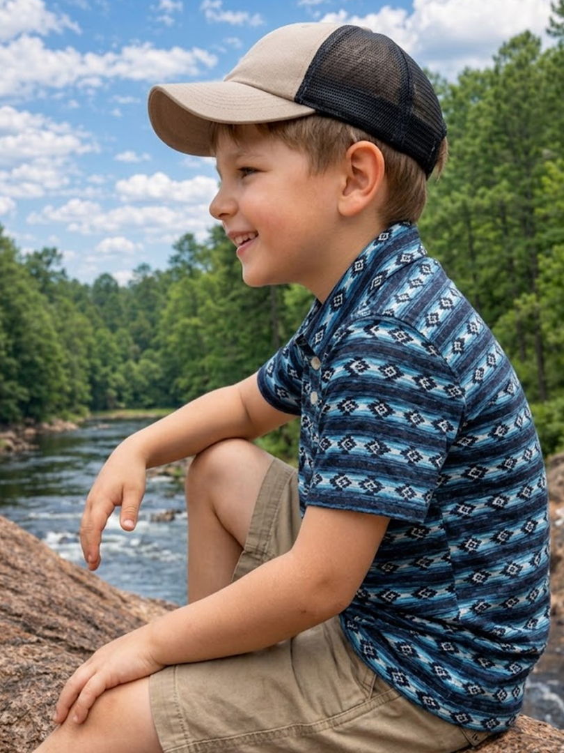 Boys Western Knit Polo with Snaps.BP-209