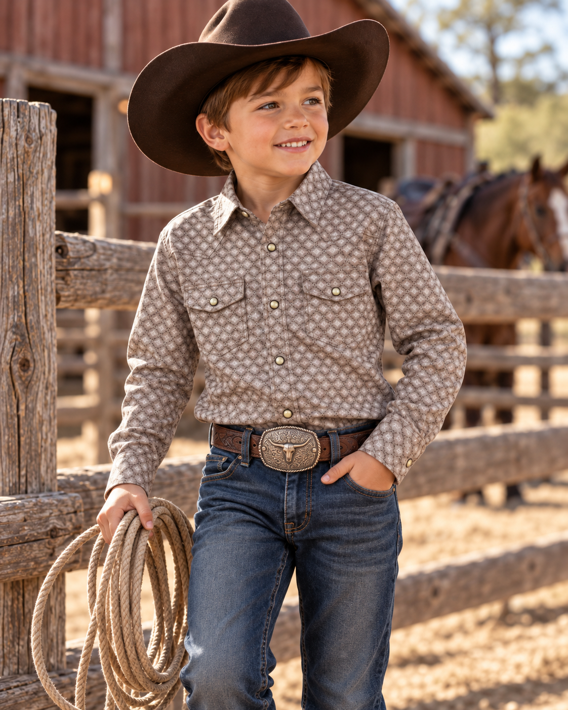 Boys' Western Snap Shirt with Stretch | Style BS-3001