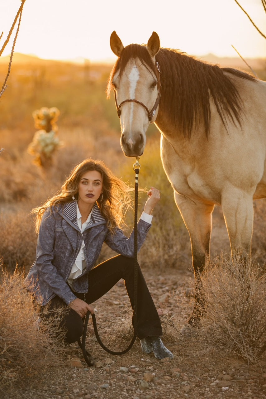 Ladies Poly Faux Leather Fashion Jacket - With Plate and Knit Trims.BF-1701-2025