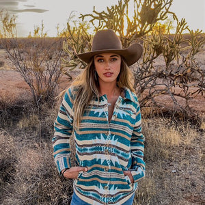 Aztec Coat with Blanket Stitching on Front & Back Western Yoke. L-251102