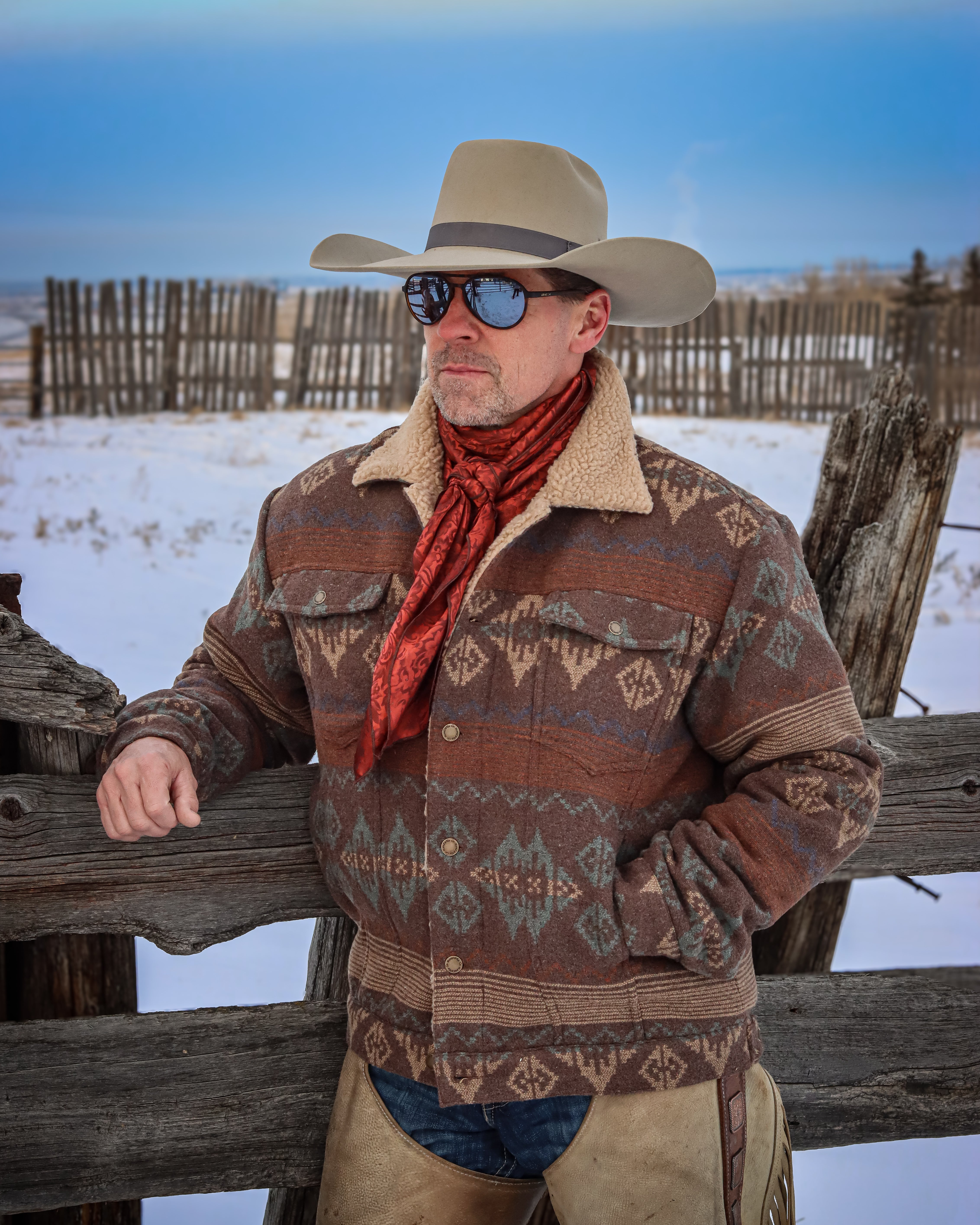 Montana Co. Sherpa- Lined Southwestern/Aztec Jacket.M-25220