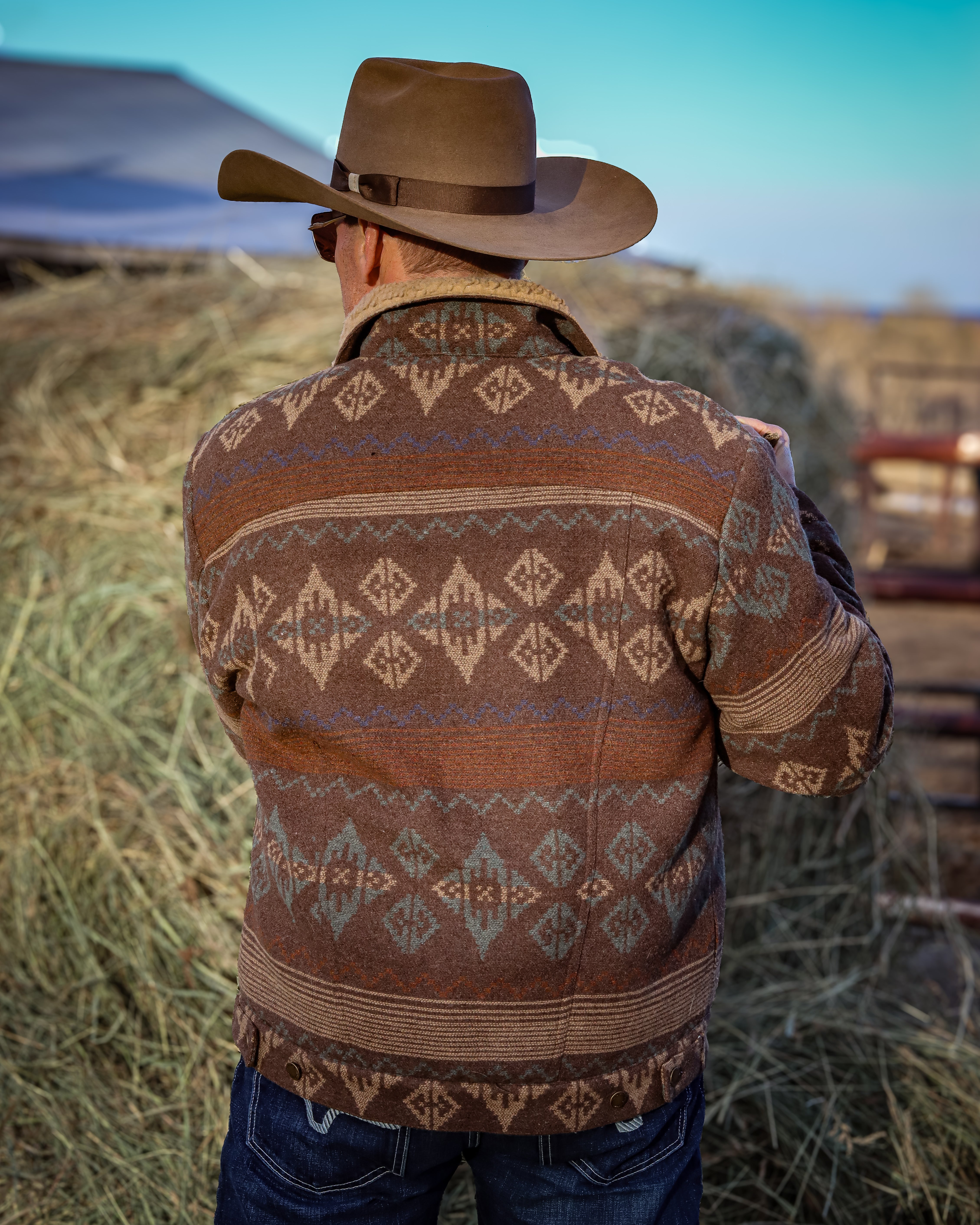 Montana Co. Sherpa- Lined Southwestern/Aztec Jacket.M-25220