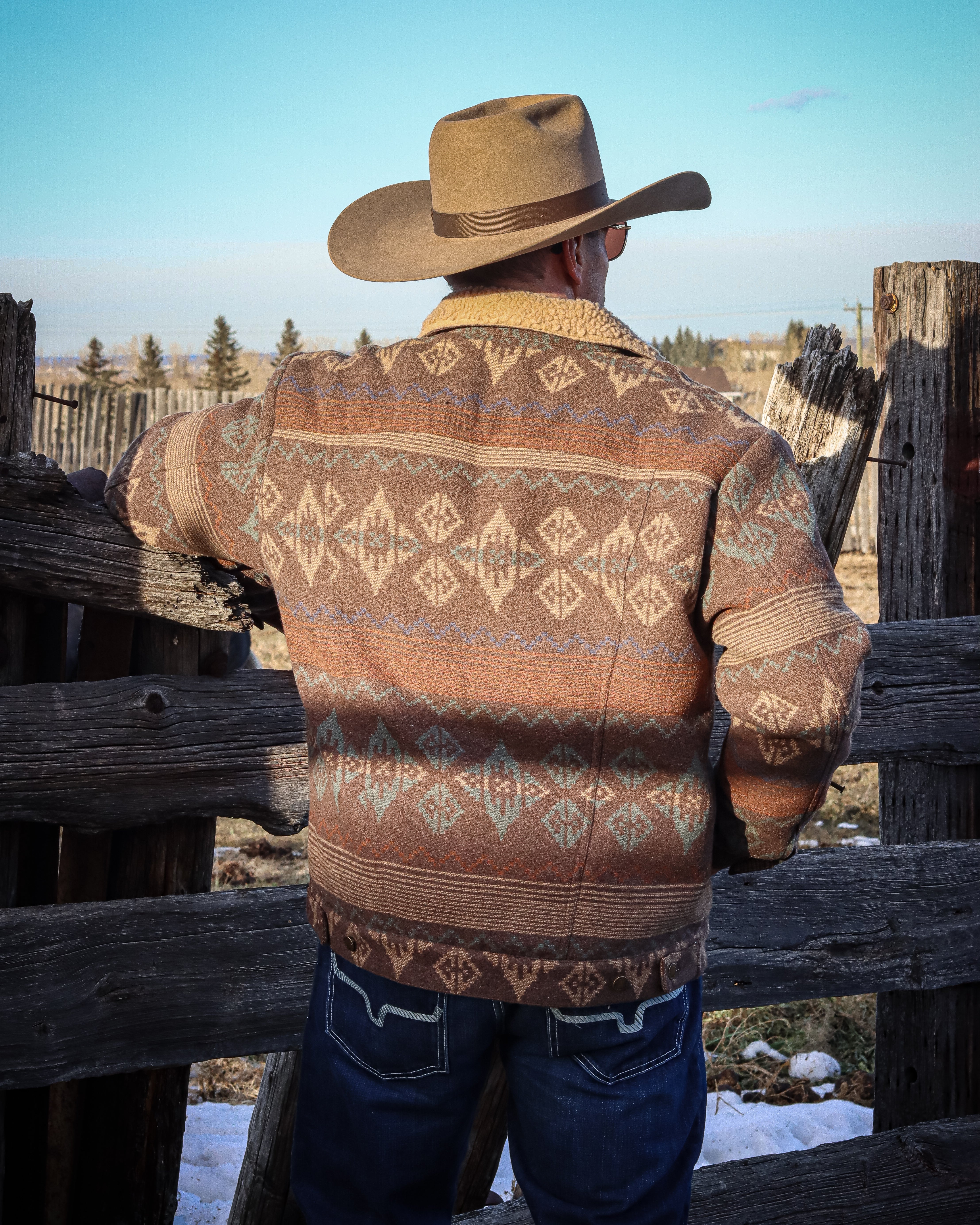 Montana Co. Sherpa- Lined Southwestern/Aztec Jacket.M-25220