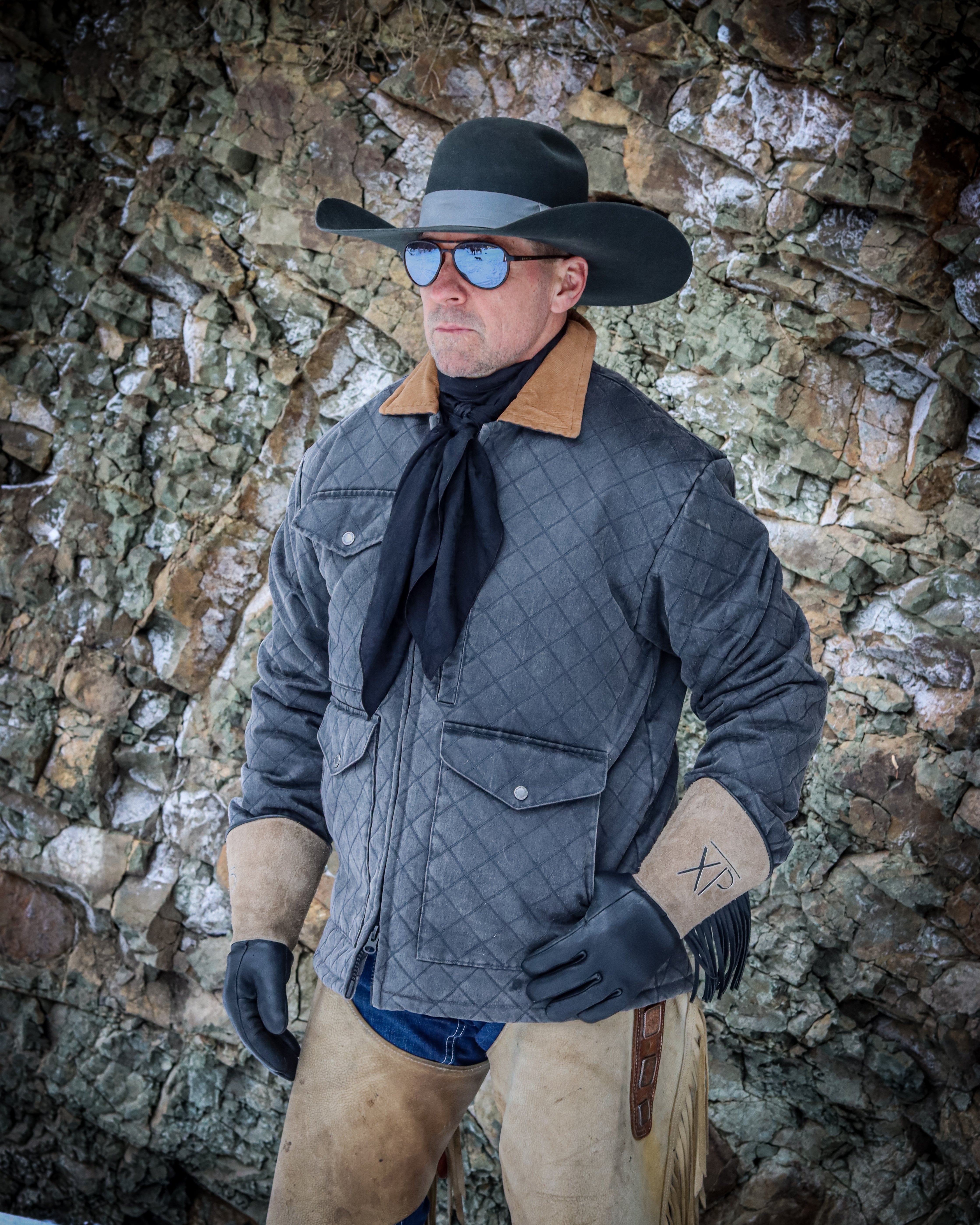 Men's Quilted Ranch Coat with Corduroy Collar