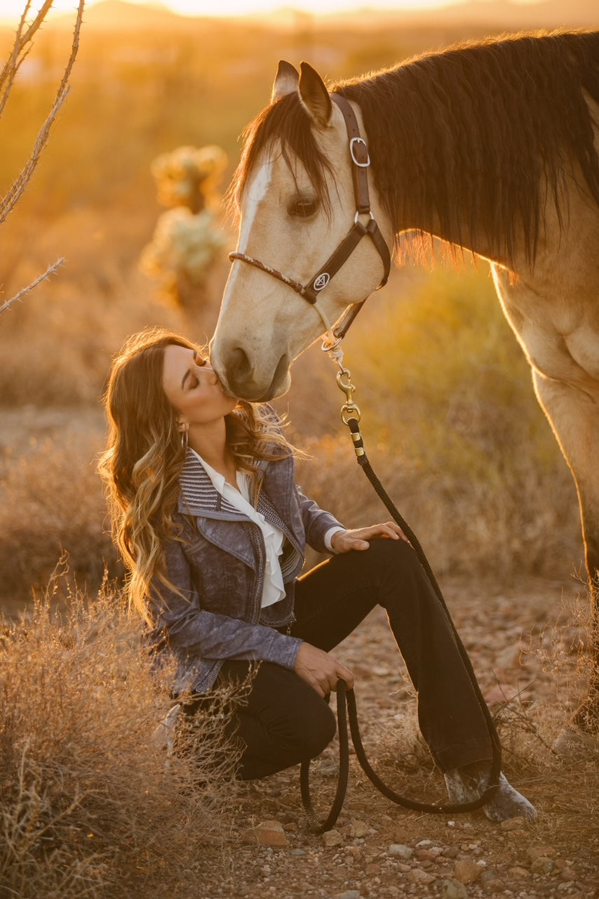 Ladies Poly Faux Leather Fahion Jacket - With Plate and Knit Trims
