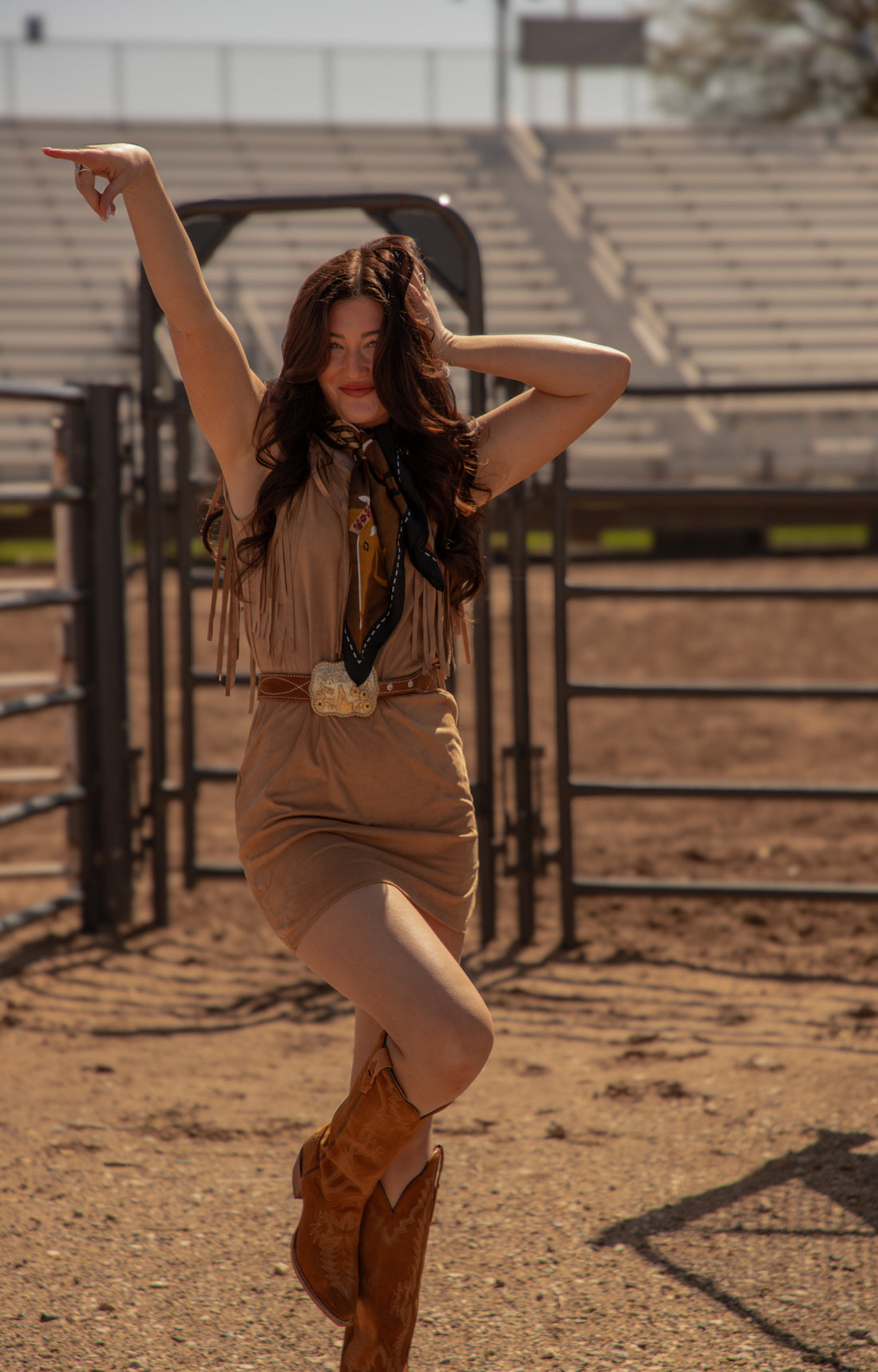 Poly Faux Suede Dress with Frings. D-203