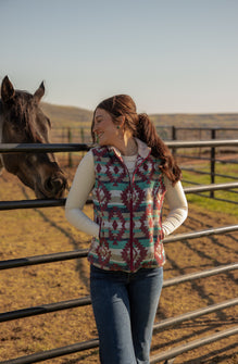 Ladies Aztec Vest with Sherpa Lining
