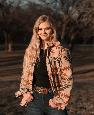 Ladies Aztec Shirt Jack with Western Flap Chest Pocketsa