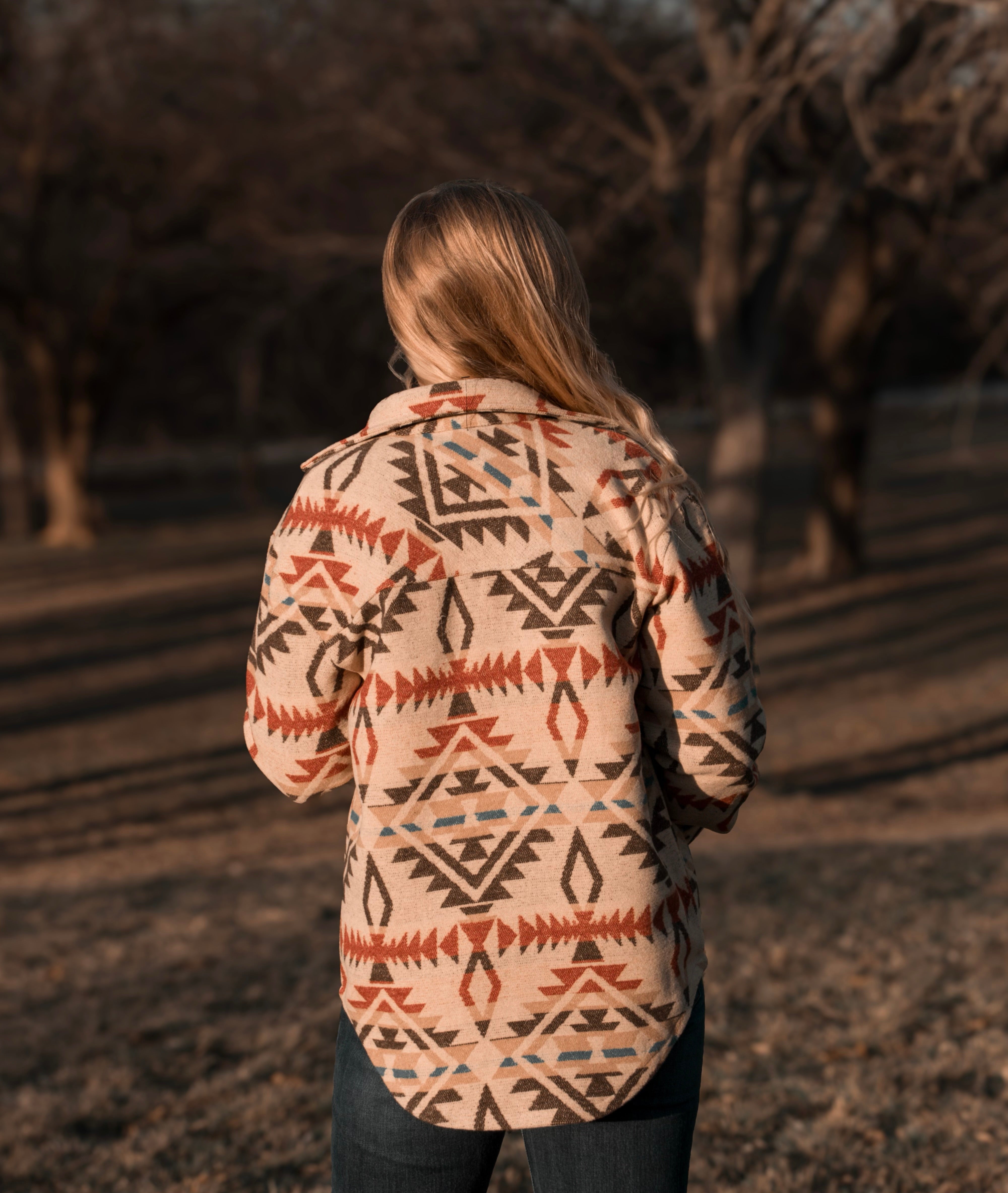 Ladies Aztec Shirt Jack with Western Flap Chest Pocketsa